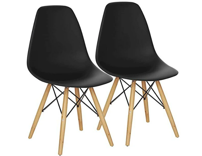 Costway 2x Retro Replica Eames DSW Dining Chair Wood Side Chair Home Cafe Living Black