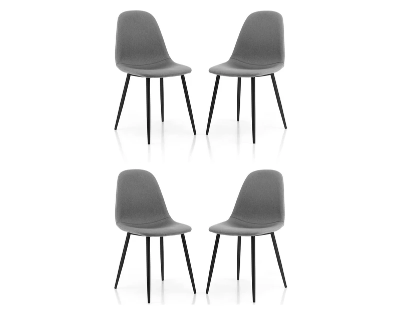 Costway Set of 4 Replica Dining Chair Modern Cafe Kitchen Chair Fabric Velvet Cushion Seat Metal Leg Grey