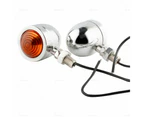 4x Chrome Motorcycle Amber Bullet Turn Signal Indicators Blinkers Universal Lamp