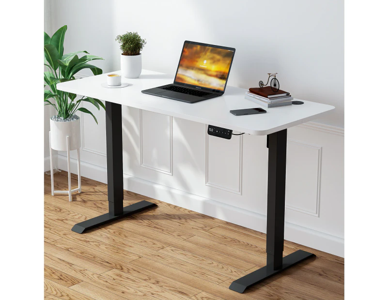 Advwin Electric Standing Desk Motorised Sit Stand Desk Ergonomic Stand Up Desk with 120 x 60cm Splice Board Black Matte Frame/White Table Top