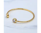 Western Style Fashion Simple Woman Alloy Rhinestones Open Bracelet(Golden With Rhinestones)