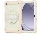 For New Samsung Galaxy Tab A9 SM-X110 / X115 8.7" Kickstand Survivor Case Built-in Screen Protector Cover - Cream Pink