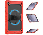 For New Samsung Galaxy Tab A9 SM-X110 / X115 8.7" Kickstand Survivor Case Built-in Screen Protector Cover - Red