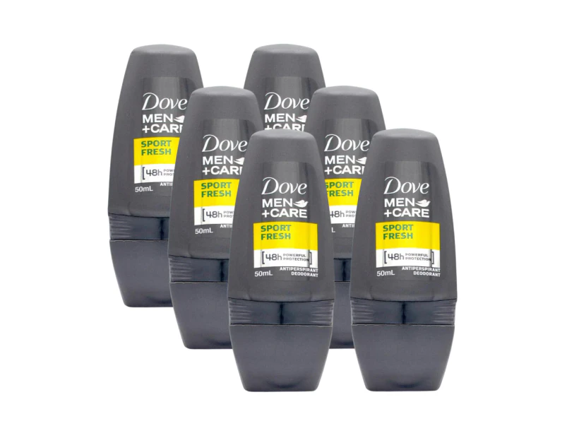 6 x Dove Men+Care Deodorant Roll On Sport Fresh 50mL