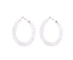 1Pairs/Set Women Big Hoop Earrings Large Loop Ear Rings With Rhinestone Decoration (White)