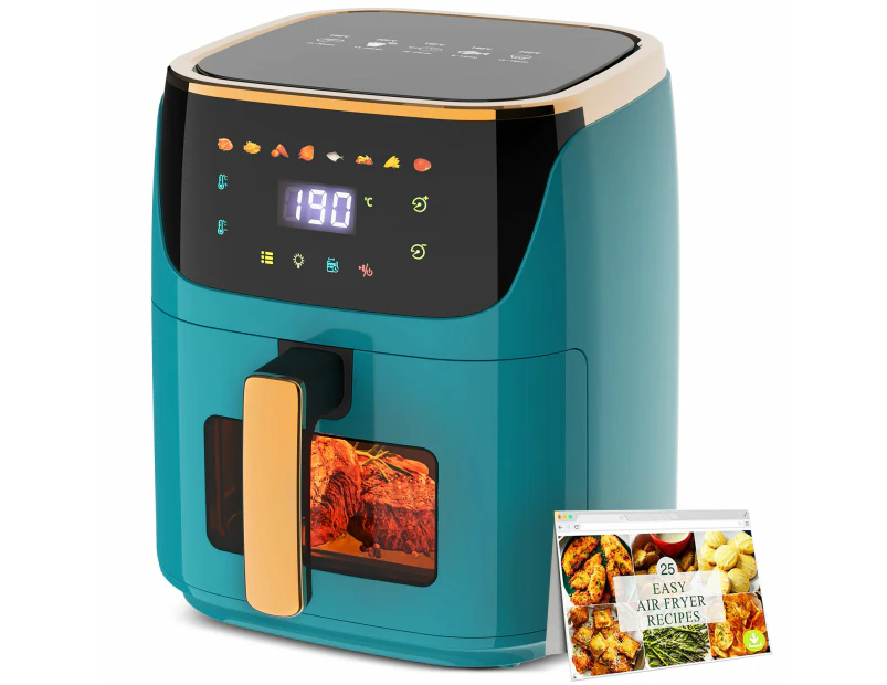 Advwin Air Fryer, 8L Digital XXL Oil-Less Air Fryer, 8 Presets Healthy Electric Cooker LED Touch Digita Screen Kitchen Oven | Nonstick Green Air Fryer