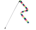 Cute plush snake cat toy with bell, colorful sounding toy, rainbow ribbon stick