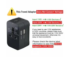 WASSUP Worldwide All in One Universal Travel Adaptor Wall AC Power Plug Adapter Wall Charger with Dual USB-A Charging Ports for USA EU UK AU-Black