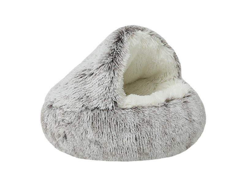 Calming Dog Beds & Cat Cave Bed with Hooded Cover, for Small Pets,Anti-Slip Faux Fur Fluffy Bed, Outer diameter 40cm