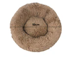 Plush Pet Bed, Donut Dog Bed for Small Dogs, Round Dog Bed, Soft Fuzzy Calming Bed for Dogs & Cats, Comfy Cat Bed, Outer Diameter 50cm