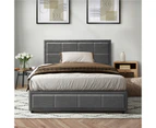 Oikiture Bed Frame King Single Gas Lift Storage Base Fabric Grey