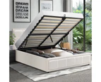 Oikiture Bed Frame Queen Size Gas Lift White BOSS