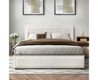 Oikiture Bed Frame Queen Size Gas Lift White BOSS