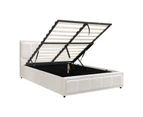 Oikiture Bed Frame Queen Size Gas Lift White BOSS