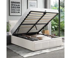 Oikiture Bed Frame King Single Size Gas Lift White BOSS