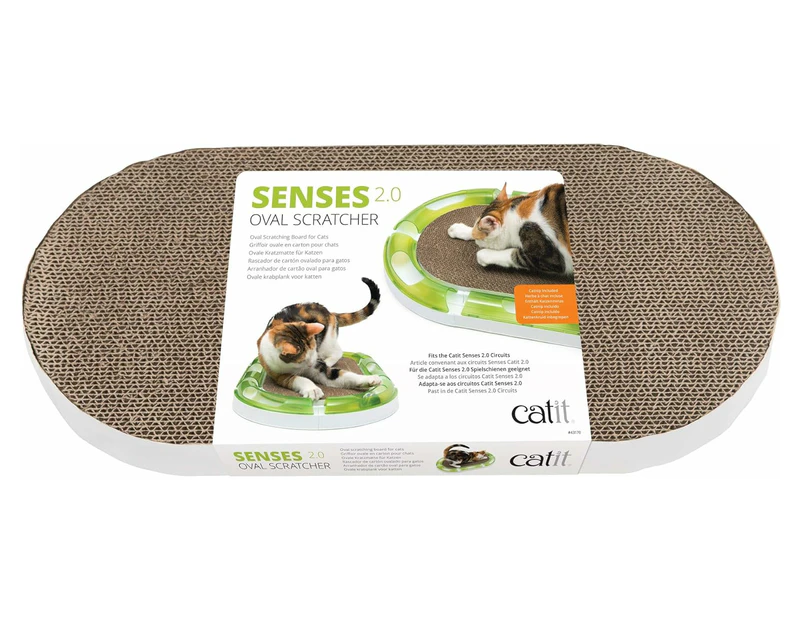 Cat It Senses 2.0 Oval Cardboard Scratcher - Scratching Board For Cat - Inclues Catnip, Fits Perfectly In Catit Seses 2.0 Circuit (Sold Seperately) - Mktp