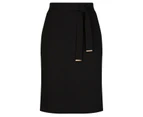 Liz Jordan - Womens Skirts -  K/L Tie Waist Pencil Skirt - Black