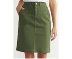 KATIES -  Mid Length Core Canva Skirt - Khaki