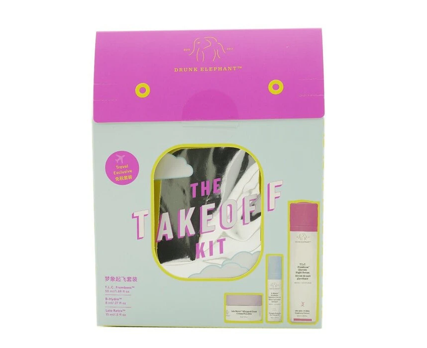 Drunk Elephant The TakeOff Kit: T.L.C Framboos Night Serum 50ml+ BHydra Serum 8ml+ Lala Retro Whipped Cream 15ml 3pcs