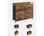 7-Drawer Fabric Storage Cabinet with Metal Frame - Rustic Brown/Black