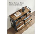 7-Drawer Fabric Storage Cabinet with Metal Frame - Rustic Brown/Black