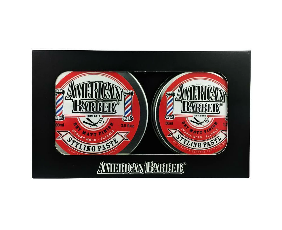 3x American Barber Styling Paste Duo Pack 100ml and 50ml