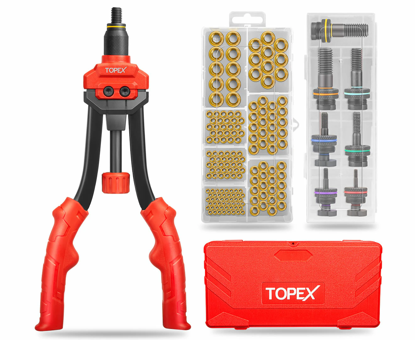 TOPEX 160PCS Heavy Duty Nut Rivet Riveter Rivnut Nutsert Gun Riveting Kit Thread M3-12