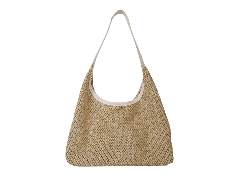 Straw Bag Large Capacity Handicraft Stitching Fashionable Weave Straw Handag For Women Summer White Free Size