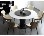 Jessie Matte White Ceramic Top Round Dining Table/Lazy Susan/Matte Fishbelly-white - 1.5M, No Lazy Susan