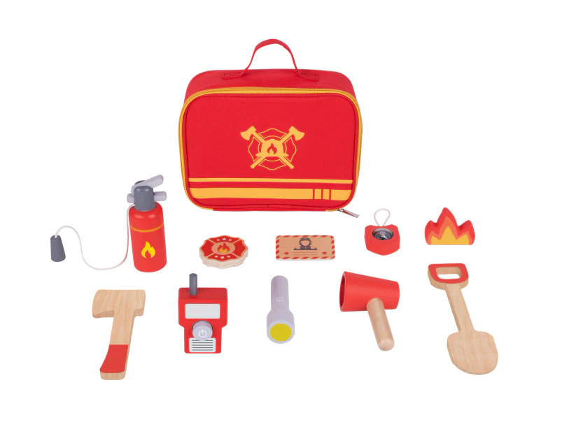 Tooky Toy Little Firefighter Set Pretend Play Themed Carry Bag For Kids 3y+