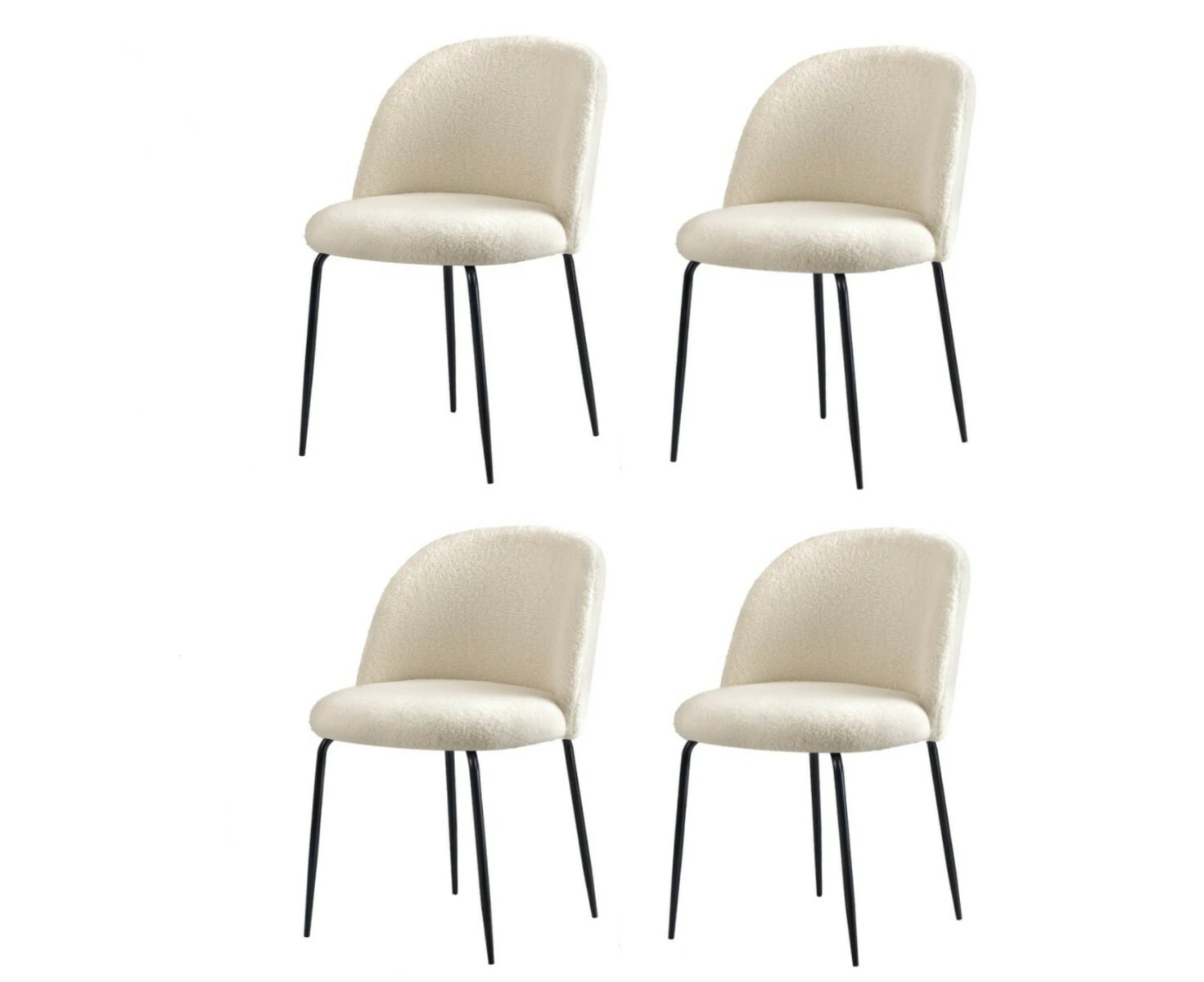 Oikiture 4x Dining Chairs Accent Chair Armchair Kitchen Upholstered Sherpa White