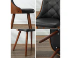 Oikiture 4x Dining Chairs Wooden Chair Kitchen Cafe Faux Leather Padded Black