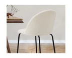 Oikiture 4x Dining Chairs Accent Chair Armchair Kitchen Upholstered Sherpa White