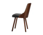 Oikiture 4x Dining Chairs Wooden Chair Kitchen Cafe Faux Leather Padded Black