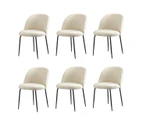 Oikiture 6x Dining Chairs Accent Chair Armchair Kitchen Upholstered Sherpa White