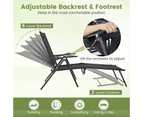 Costway 2× Patio Folding Chaise Lounger Adjustable Outdoor Recliner Camping Deck Chair Metal Breathable Poolside Backyard Black