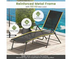 Costway 2× Patio Folding Chaise Lounger Adjustable Outdoor Recliner Camping Deck Chair Metal Breathable Poolside Backyard Black