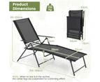 Costway 2× Patio Folding Chaise Lounger Adjustable Outdoor Recliner Camping Deck Chair Metal Breathable Poolside Backyard Black