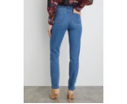 Noni B - Womens Jeans - Blue Full Length - Denim - Cotton Pants - Casual Fashion - Winter - Faded - Elastane - Regular Office Trousers - Work Clothes - Blue