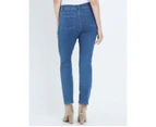 Noni B - Womens Jeans - Blue Full Length - Denim - Cotton Pants - Casual Fashion - Winter - Faded - Elastane - Regular Office Trousers - Work Clothes - Blue