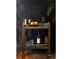 Bradley 89cm Wood Bar Cart Glassware Storage Stand Home Organiser Rack Brown