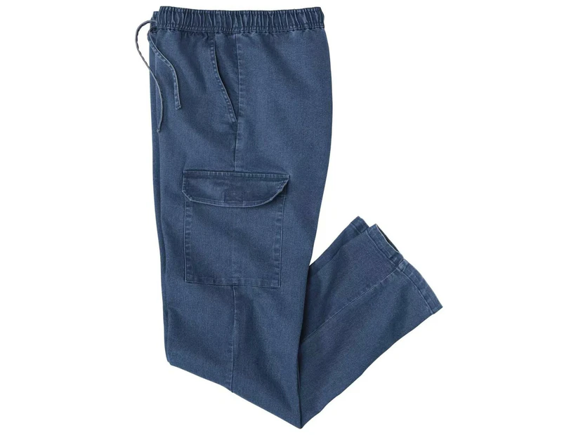 Atlas For Men Mens Denim Elasticated Waist Cargo Jeans (Blue) - AF1151