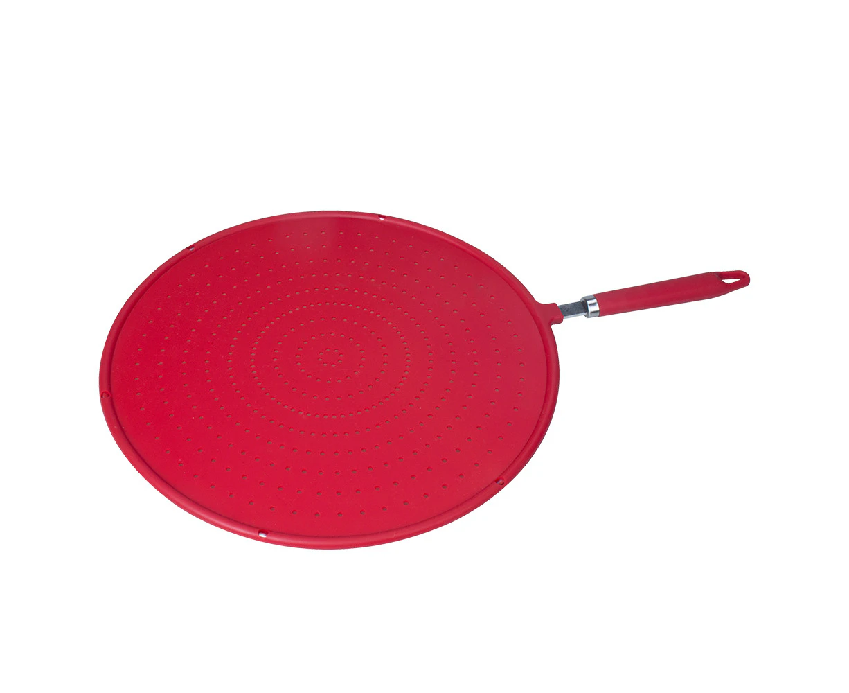 Appetito Silicone Pan/Pot Splatter Screen/Strainer w/ Handle 31cm Diam Red