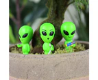 Gift Republic 14cm Mini Glow In The Dark Aliens Plant Pot Ornament Decor Green
