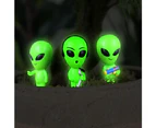 Gift Republic 14cm Mini Glow In The Dark Aliens Plant Pot Ornament Decor Green