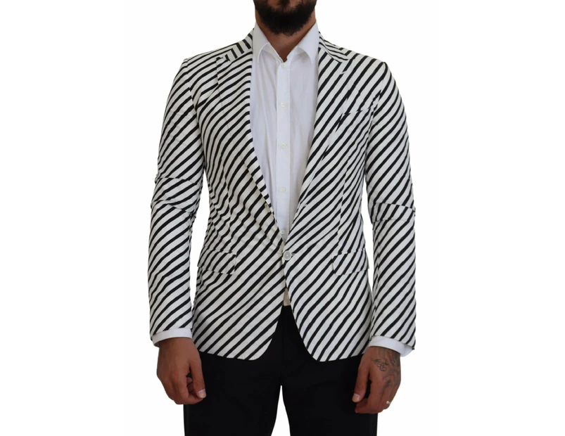 Dolce & Gabbana Elegant White Striped Single Breasted Blazer - IT46 | S