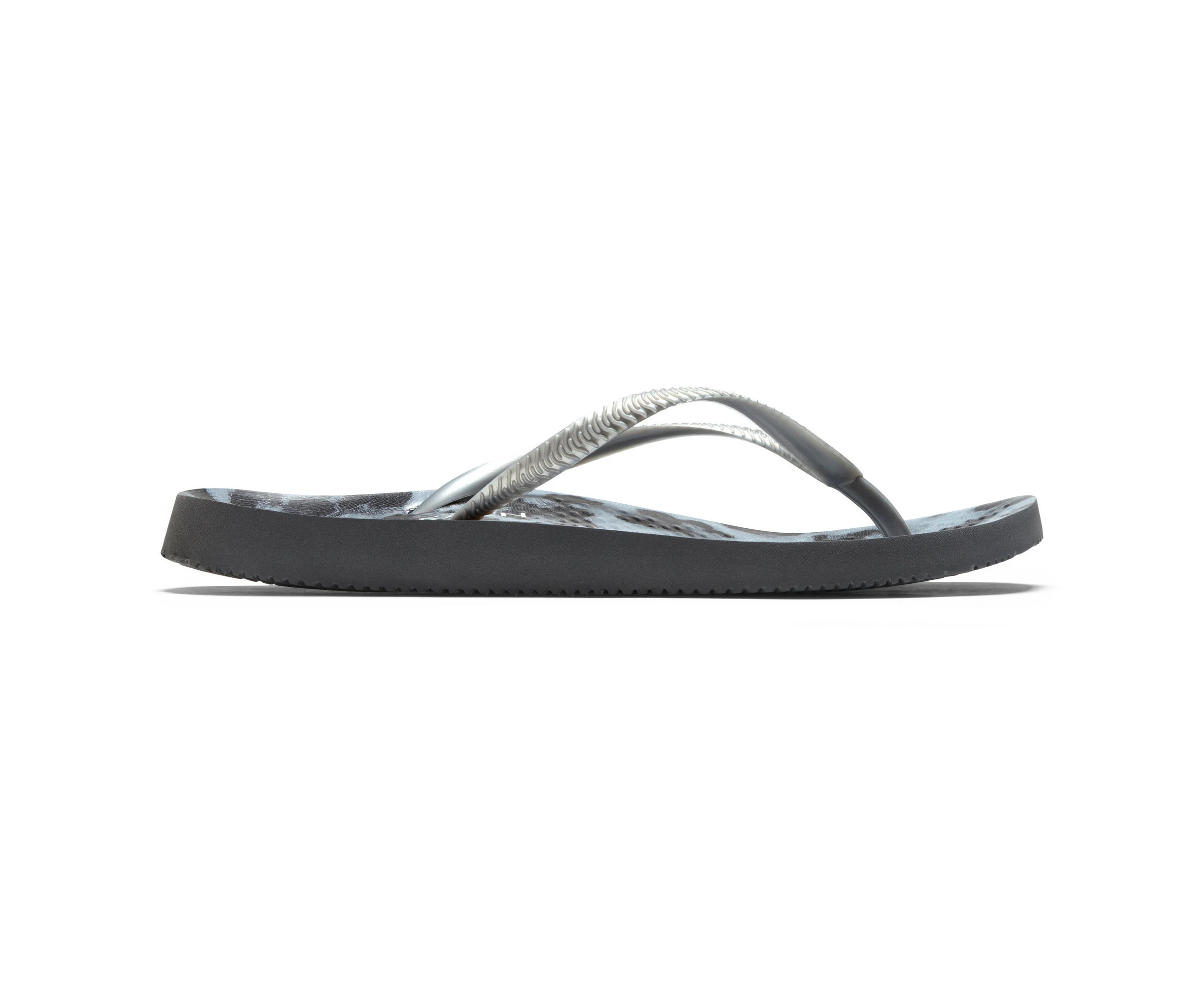 Vionic Women Noosa Toe Post Sandal - Black Silver Cheetah