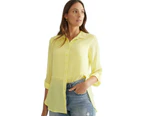 KATIES - Womens Tops -  3/4 Sleeve Double Layer Shirt - Yellow