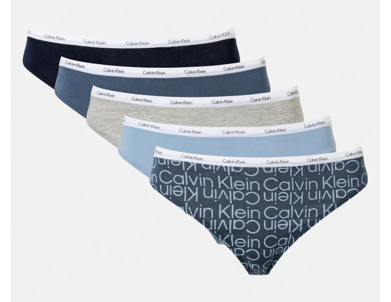 Calvin Klein Women's Autograph Bikini Briefs 5-Pack - Crayon Blue/Shore Line/Charcoal Heather/Black/Sketch