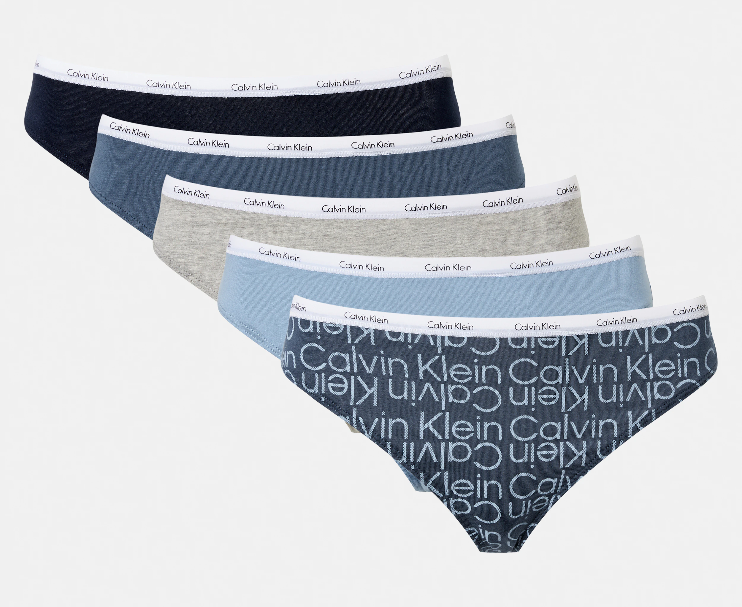 Calvin Klein Women's Carousel Thongs 5-Pack - Crayon Blue/Shore Line/Charcoal Heather/Black/Sketch